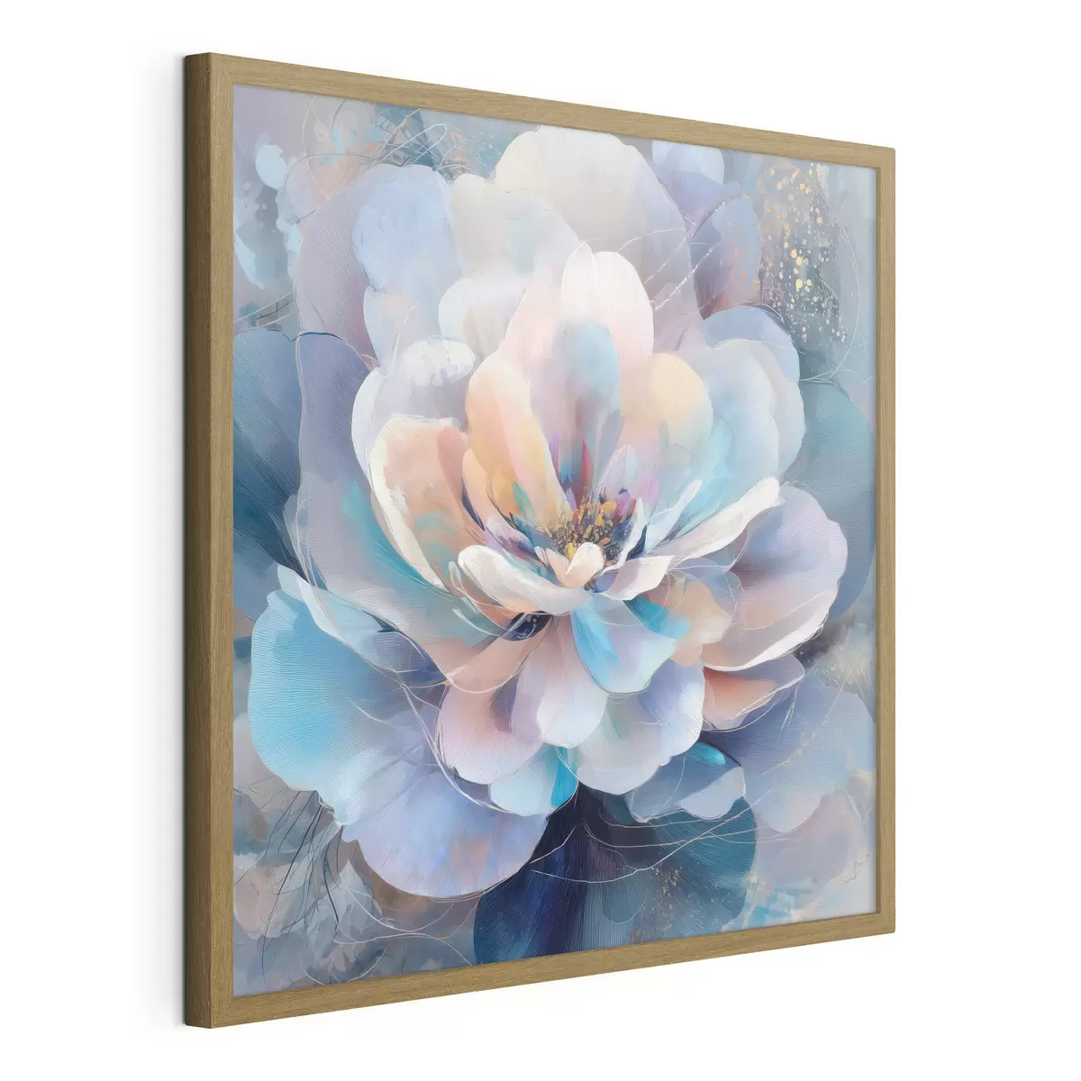 Poster Flor abstracta en tonos rosas y azules, en estilo pictórico contemporáneo f48185