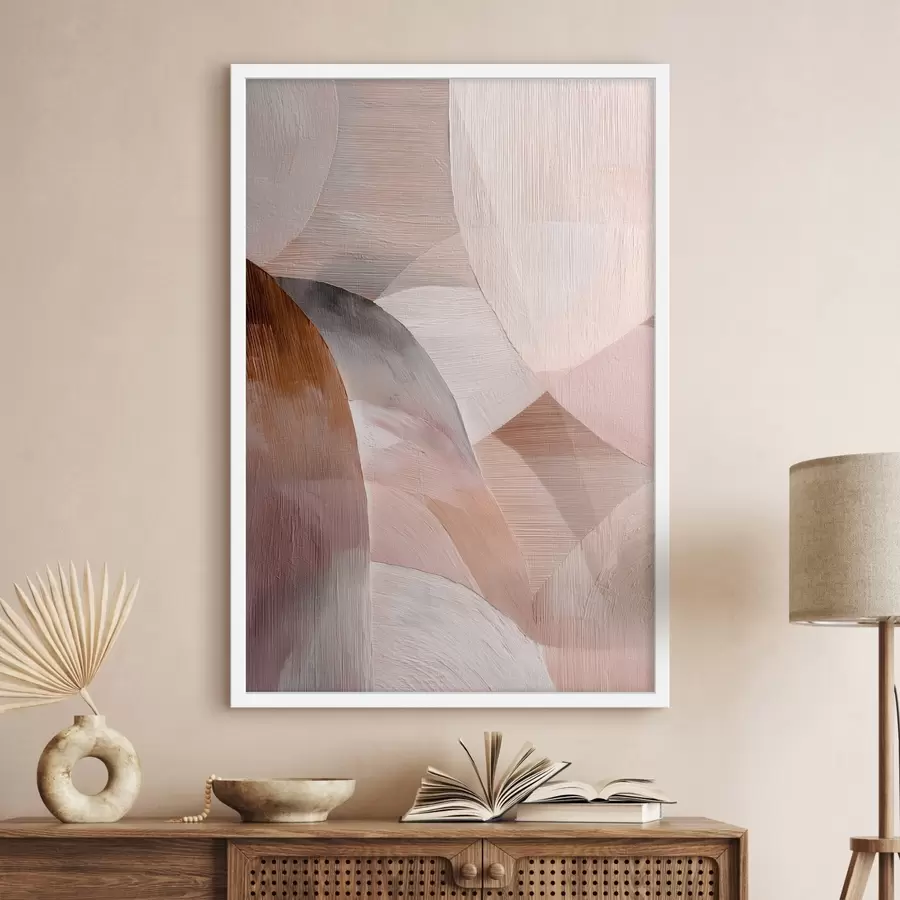 murales de pared Abstracción geométrica en una cálida paleta de tonos melocotón, al estilo de un póster artístico f48189