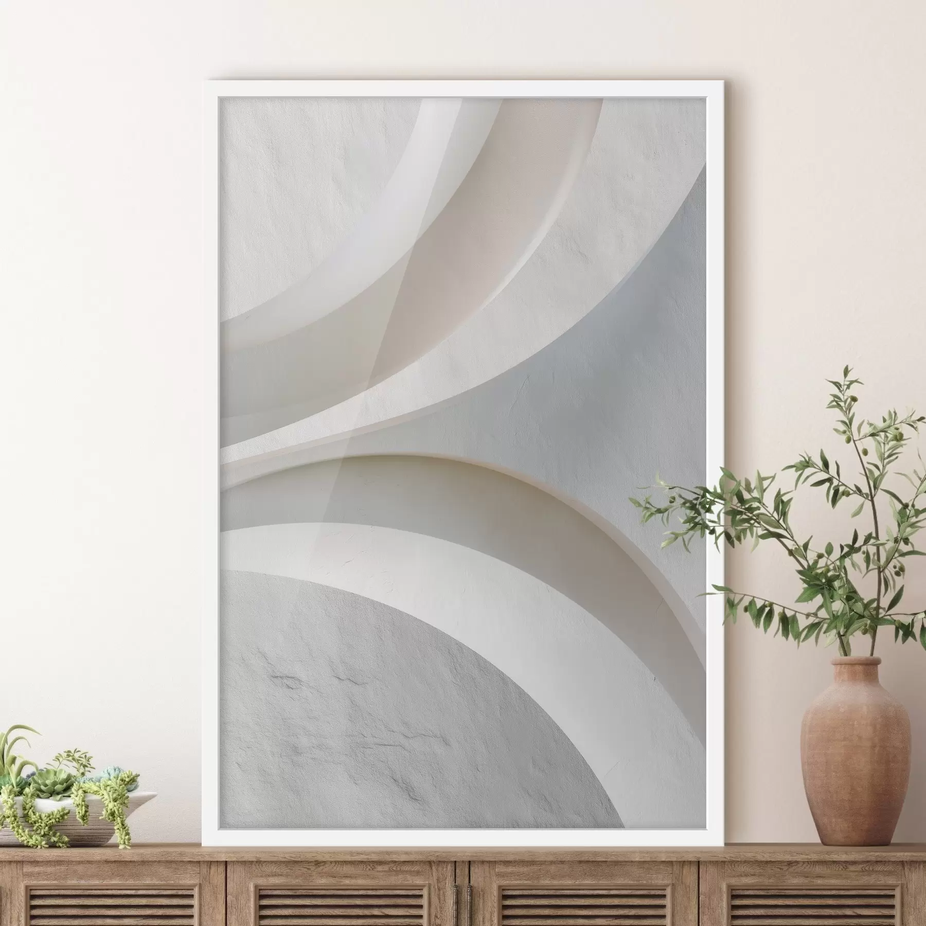 murales de pared Panel decorativo con formas arquitectónicas tridimensionales sobre un fondo claro f48191