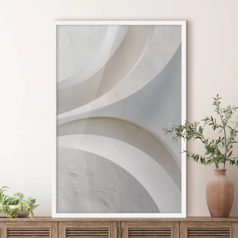 murales de pared Panel decorativo con formas arquitectónicas tridimensionales sobre un fondo claro f48191