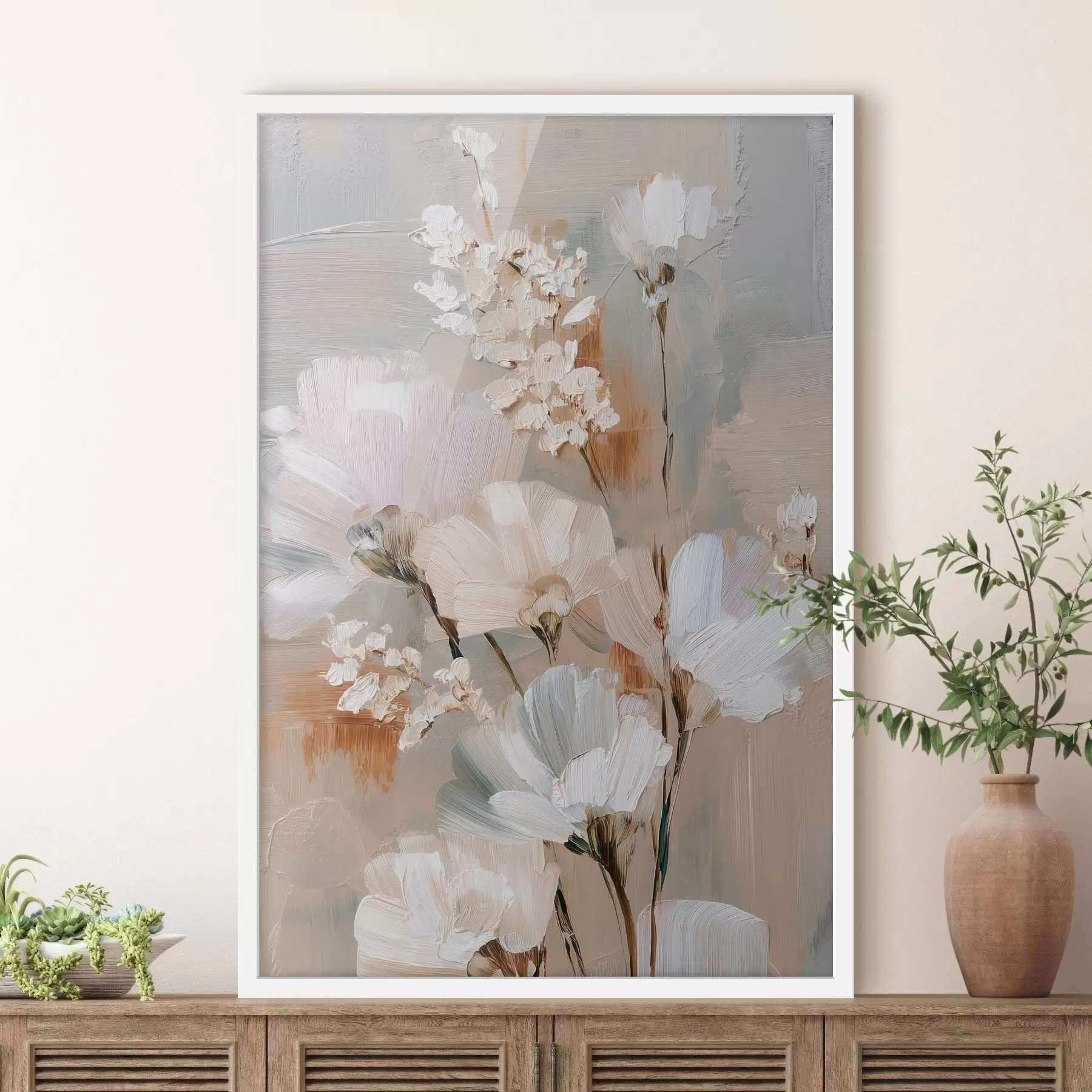 murales de pared Composición floral en tonos pastel al estilo de la pintura al óleo f48194