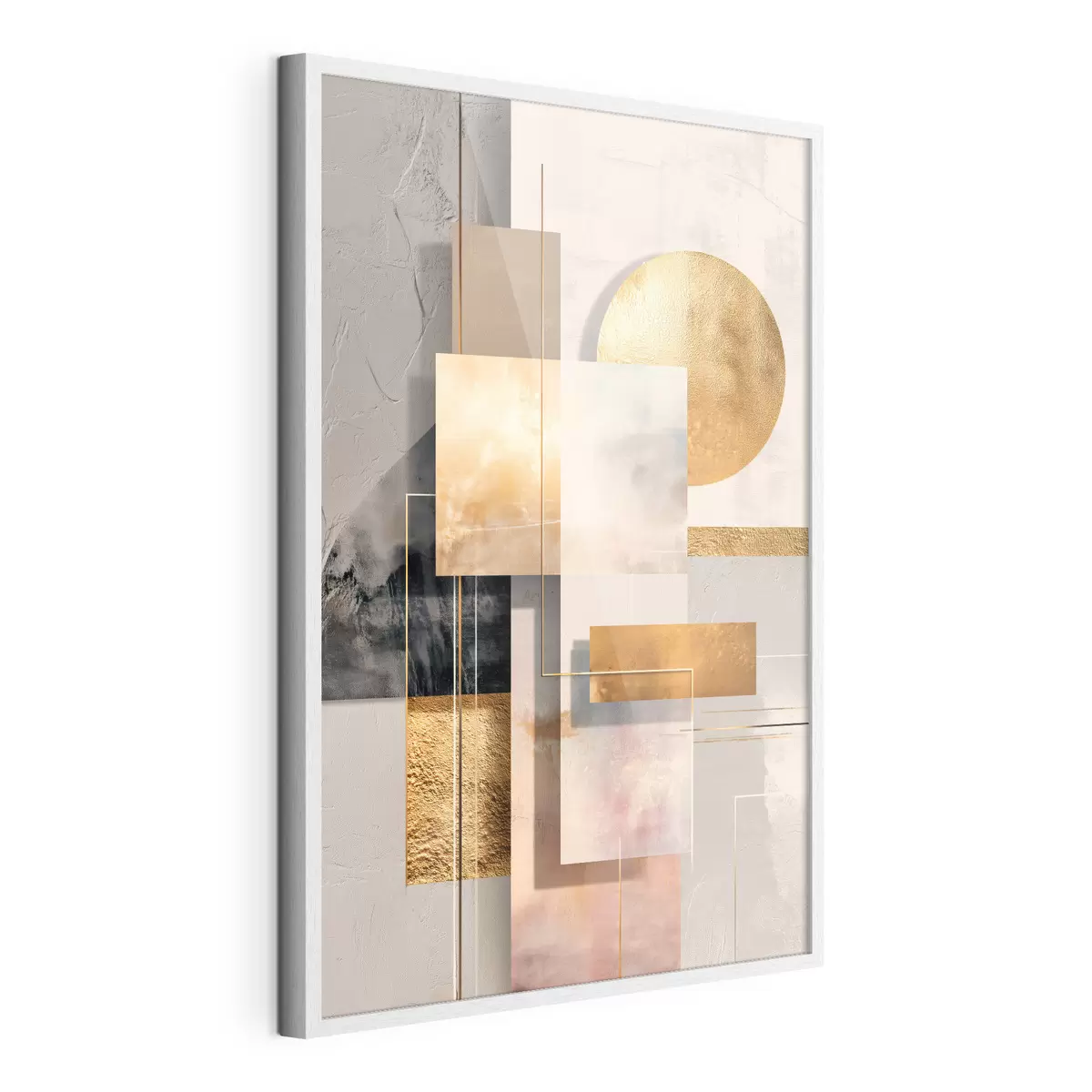 Poster Composición decorativa con rectángulos y un círculo en una paleta de tonos cálidos en beige y marrón f48196