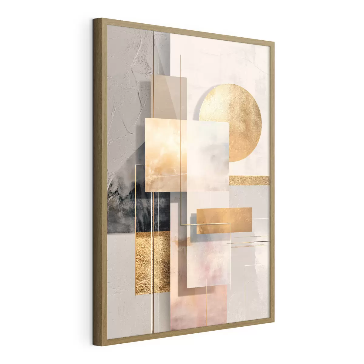 Poster Composición decorativa con rectángulos y un círculo en una paleta de tonos cálidos en beige y marrón f48196