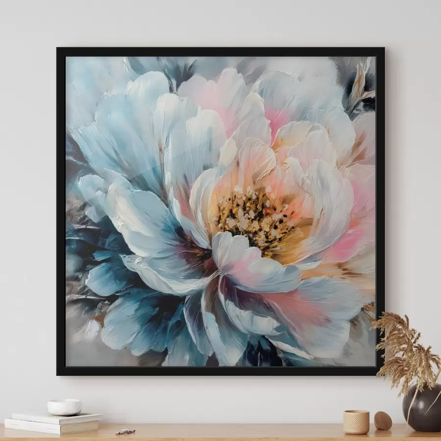 murales de pared Gran peonía con pinceladas expresivas y texturizadas en un estilo pictórico contemporáneo f48197