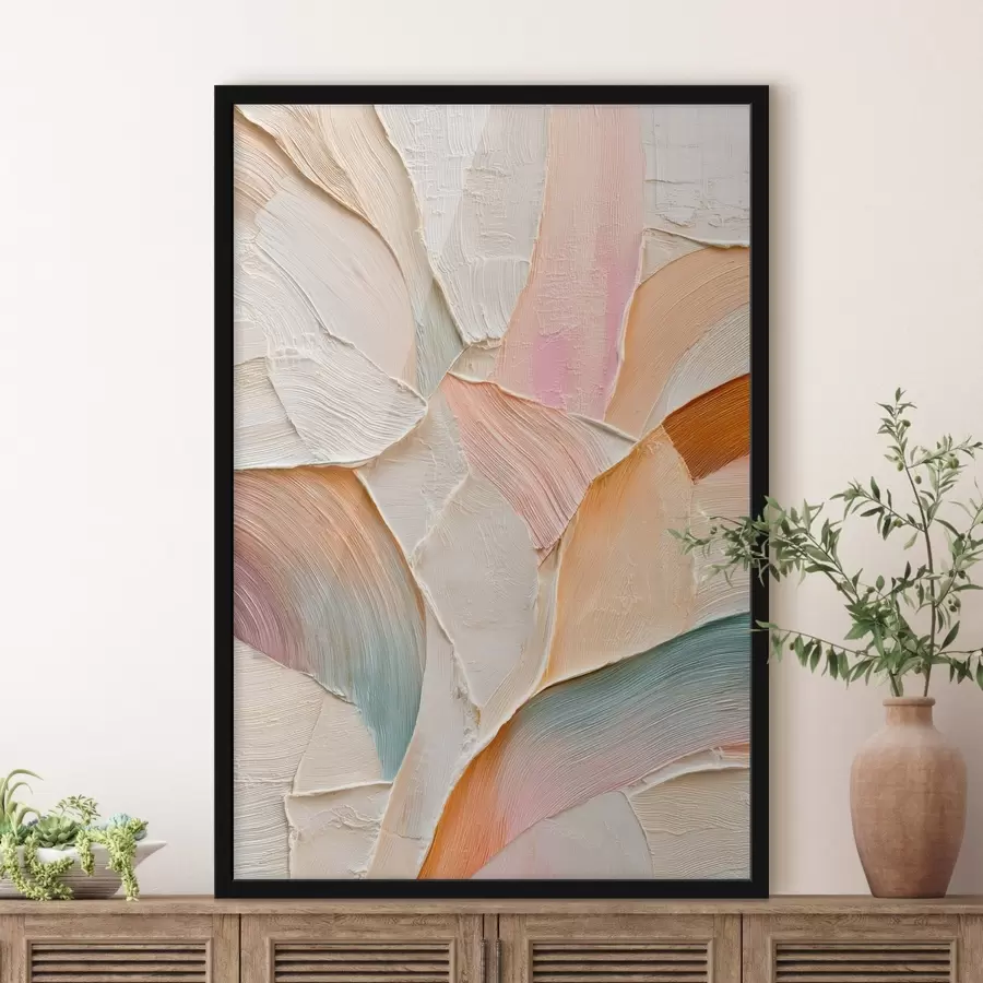 murales de pared Fondo abstracto con pinceladas dinámicas en tonos melocotón y azul f48202