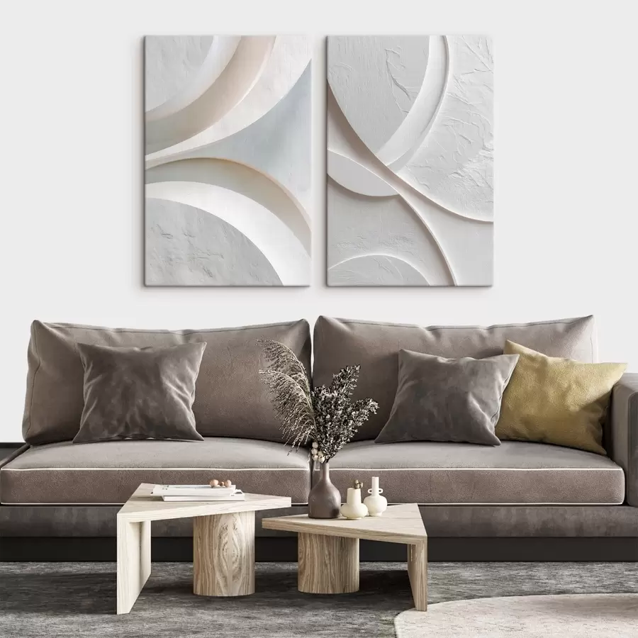 murales de pared Composición abstracta con líneas suaves y textura de piedra en estilo de bajorrelieve contemporáneo m30136