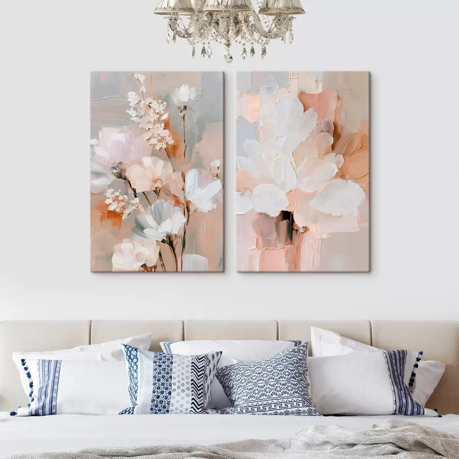 murales de pared Flores abstractas y ligeras con pinceladas expresivas en un estilo de arte contemporáneo m30137