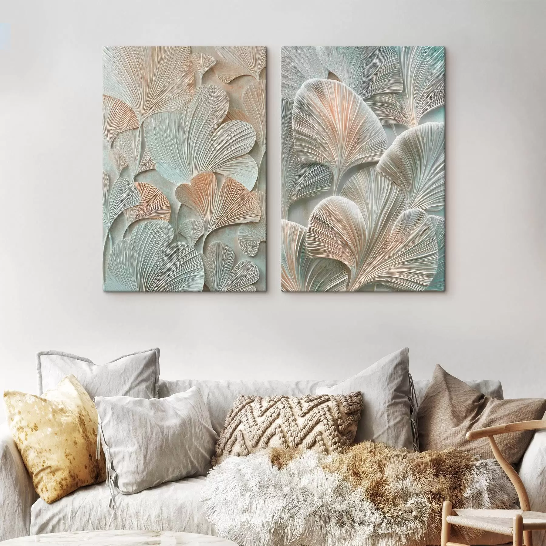 murales de pared Ilustración floral ligera con efecto de volumen en estilo minimalista m30142
