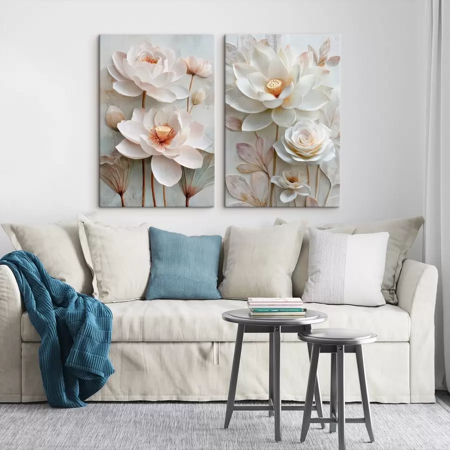 murales de pared Elegante composición floral con pétalos texturizados en estilo de ilustración 3D m30143