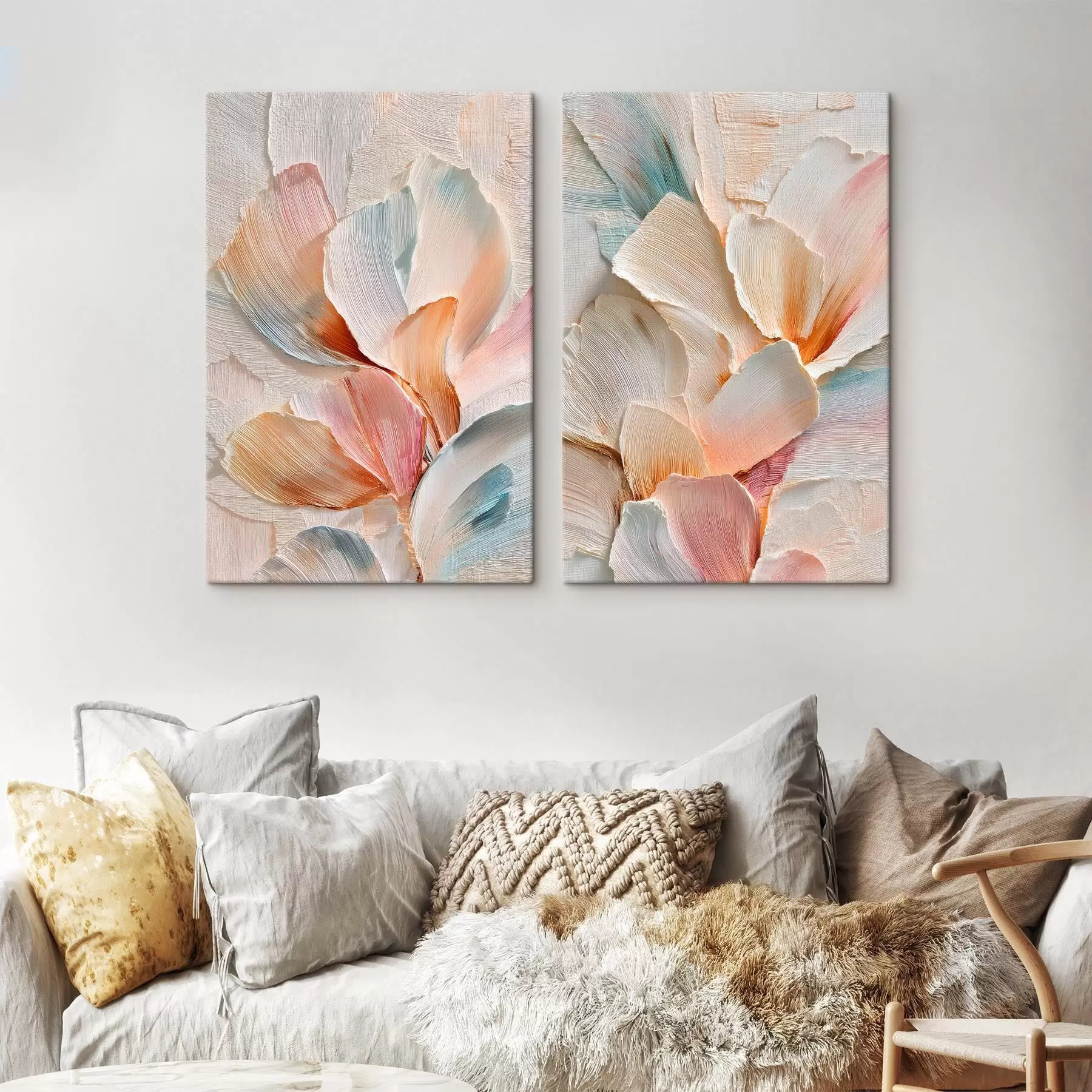 murales de pared Pétalos decorativos con gran volumen y textura marcada, en estilo de arte contemporáneo m30144