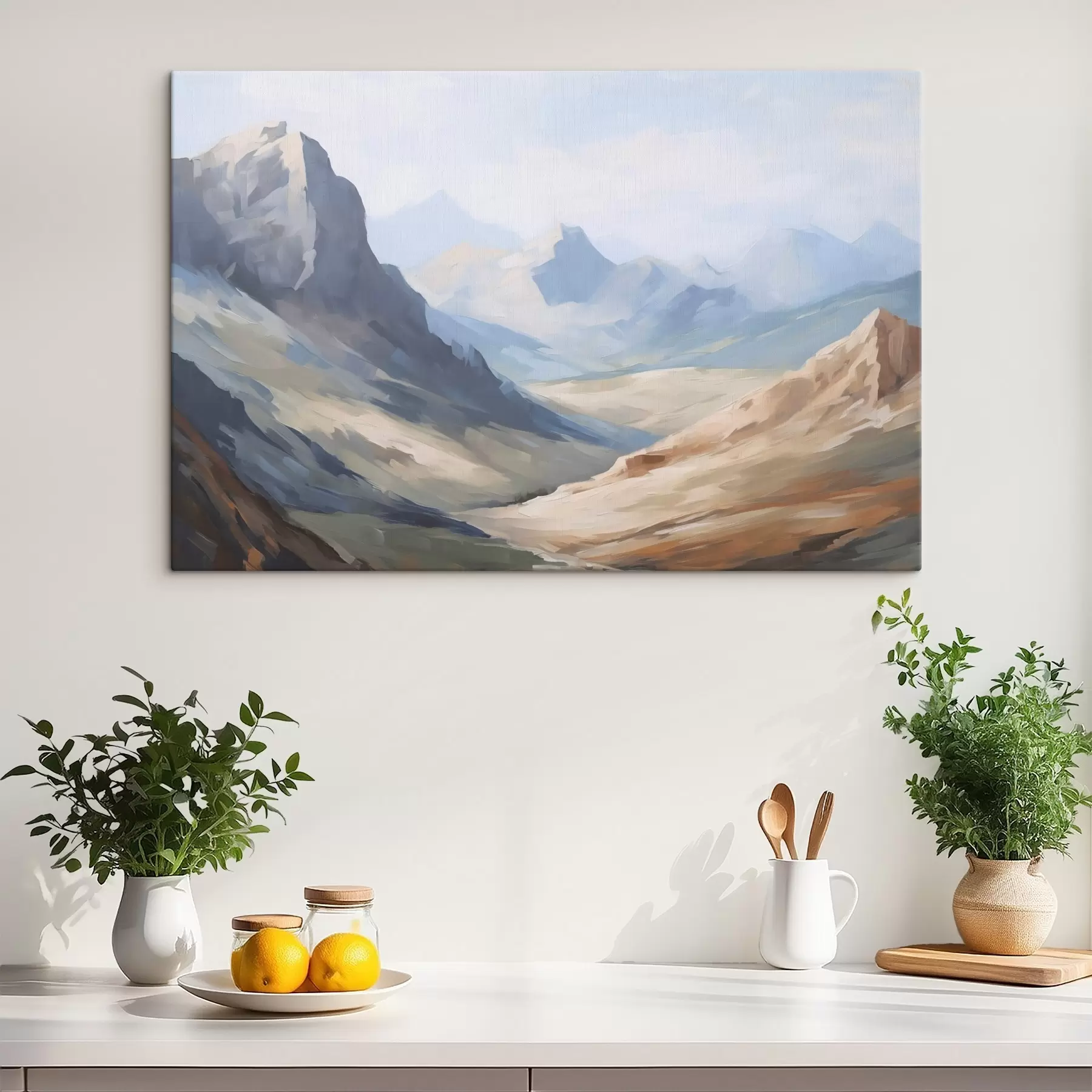 murales de pared Paisaje de montaña imitación de pintura s48589