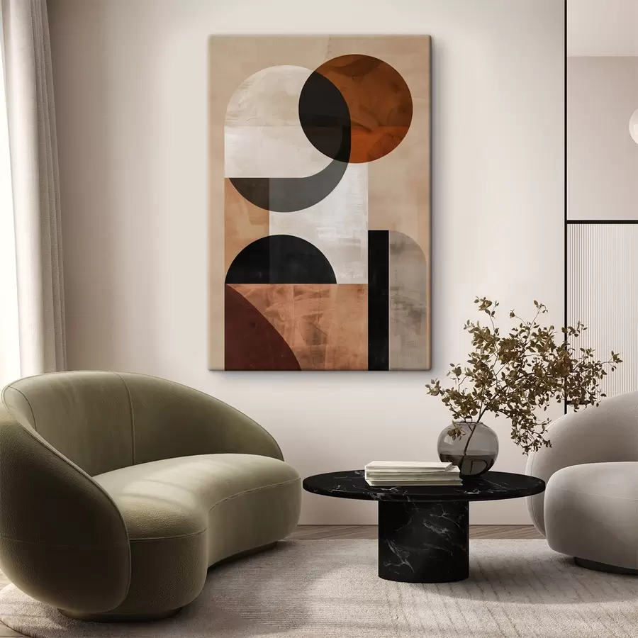 murales de pared Abstracción geométrica, beige y negro s48583