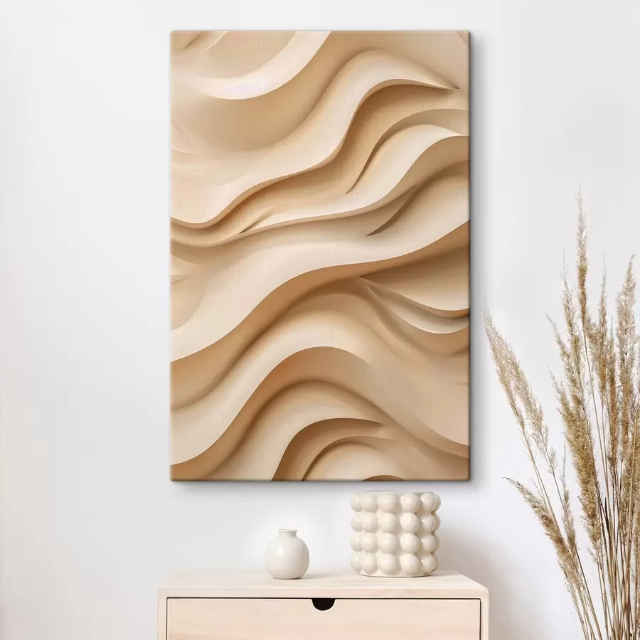 murales de pared Olas en 3D, color beige, diseño con textura s48585