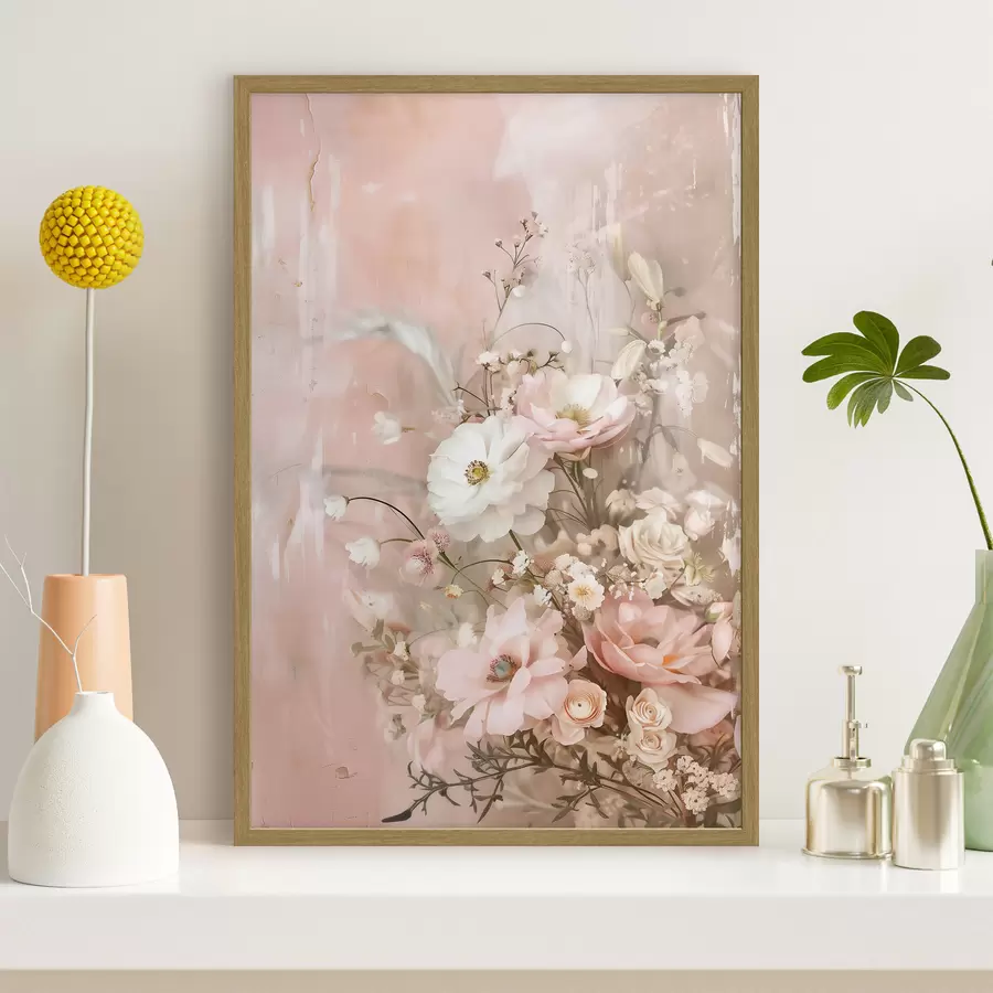 murales de pared Arreglo floral en tonos beige y rosa f48564