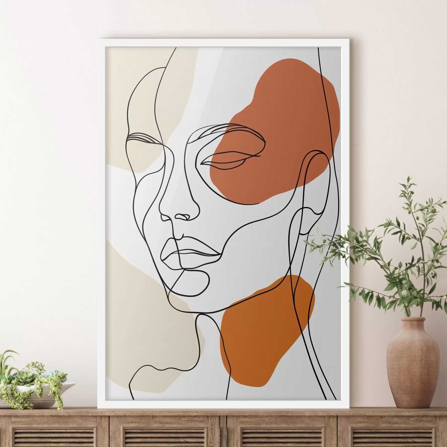 murales de pared Rostros abstractos, dibujo lineal f48569