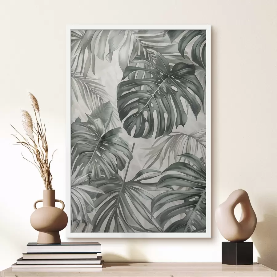 murales de pared Hojas de monstera, estilo contemporáneo f48576