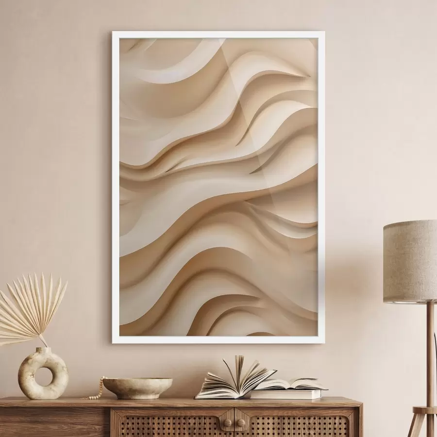 murales de pared Olas en 3D, color beige, diseño con textura f48585