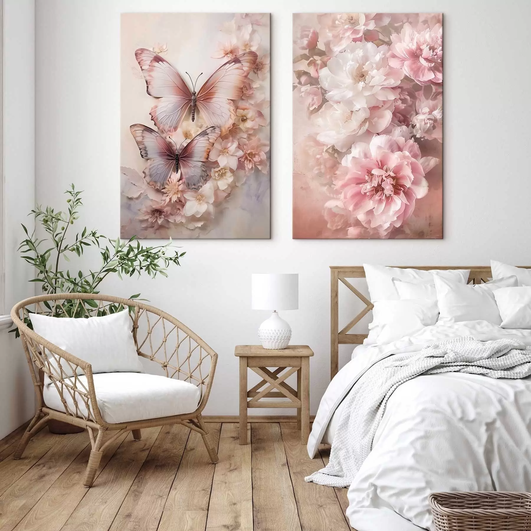 murales de pared Flores rosas, estilo romántico m30268