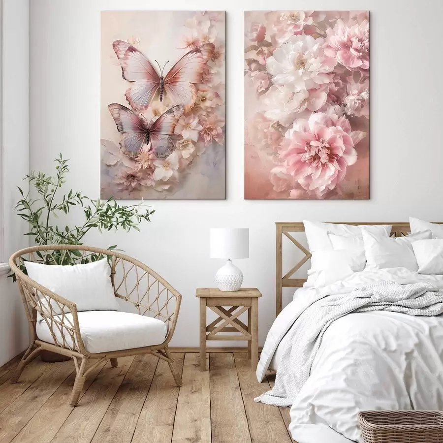 murales de pared Flores rosas, estilo romántico m30268