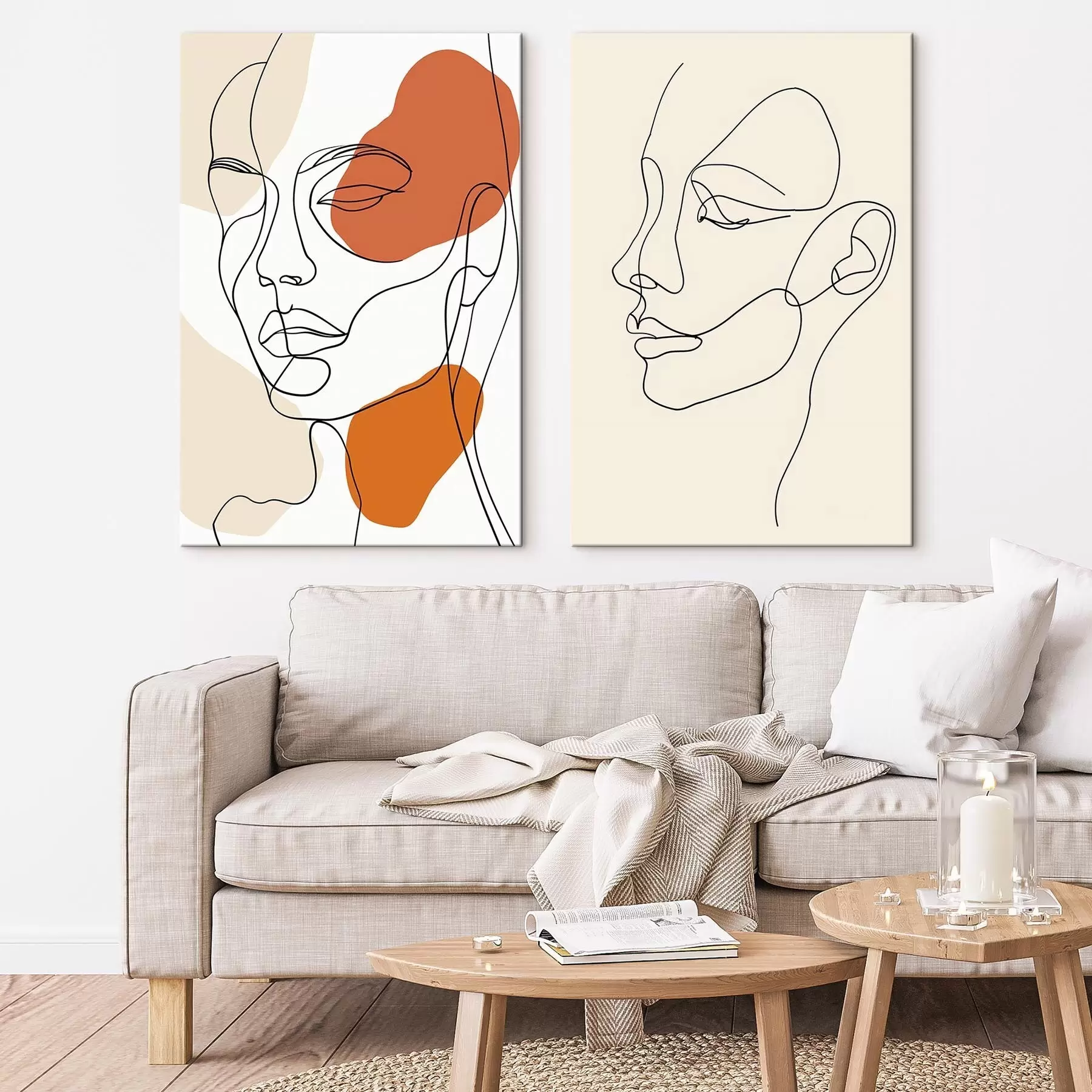 murales de pared Rostros abstractos, minimalismo moderno m30270