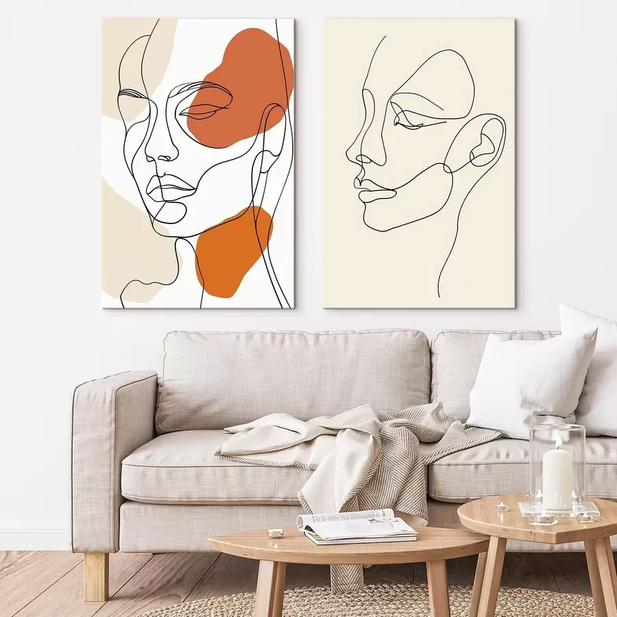 murales de pared Rostros abstractos, minimalismo moderno m30270