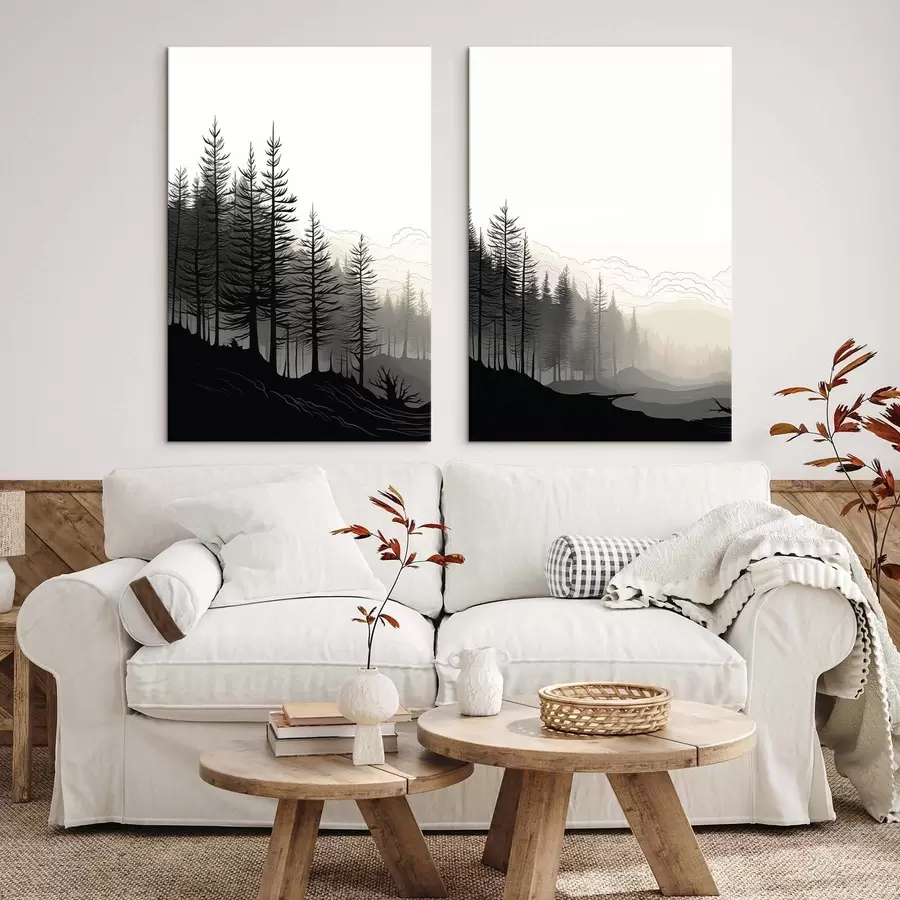 murales de pared Bosque en blanco y negro m30272