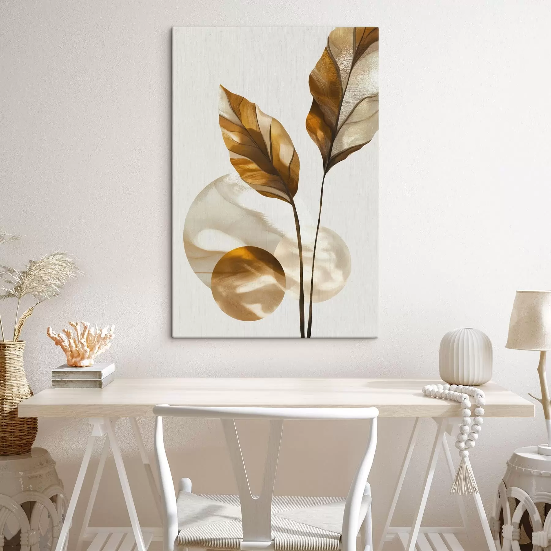 murales de pared Una composición abstracta de hojas y círculos s48615