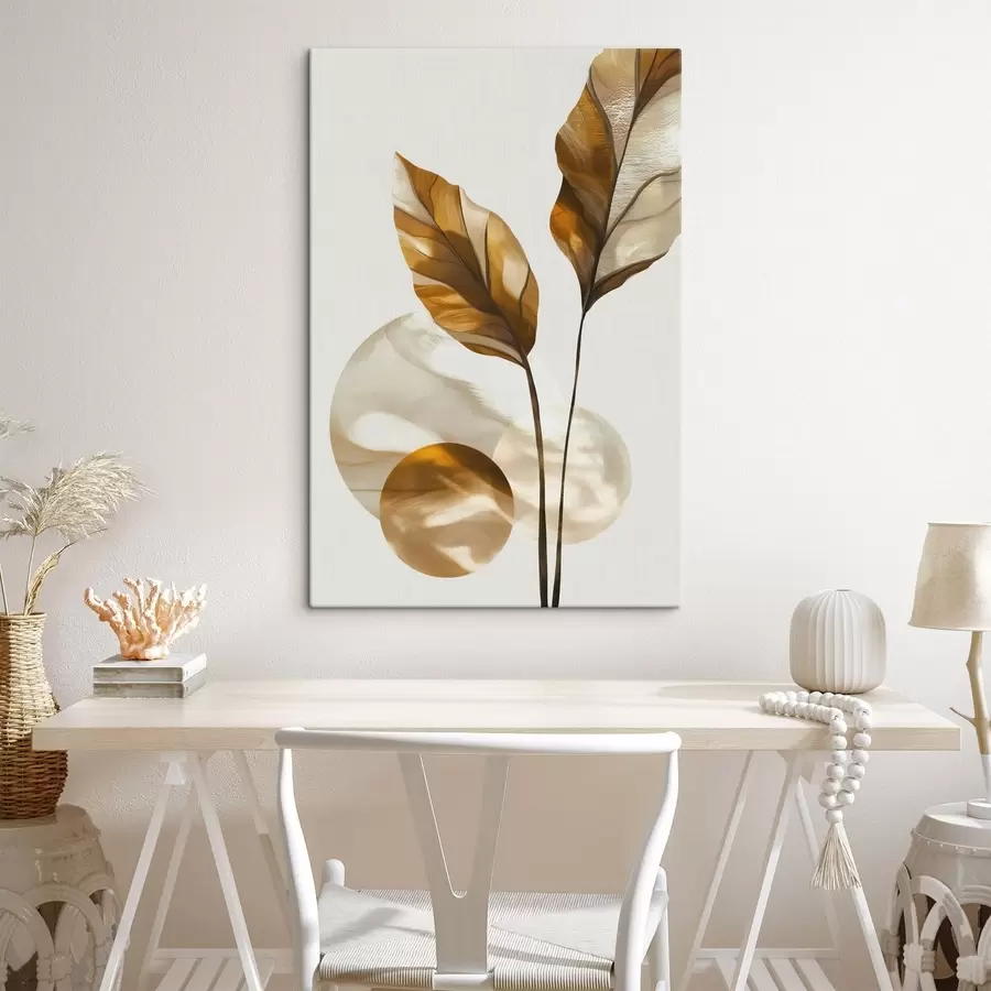 murales de pared Una composición abstracta de hojas y círculos s48615