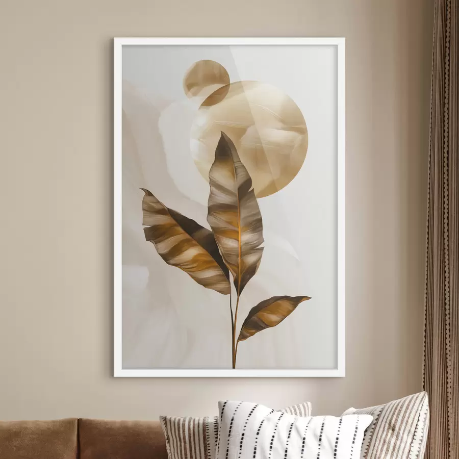 murales de pared Una composición abstracta de hojas y círculos f48614