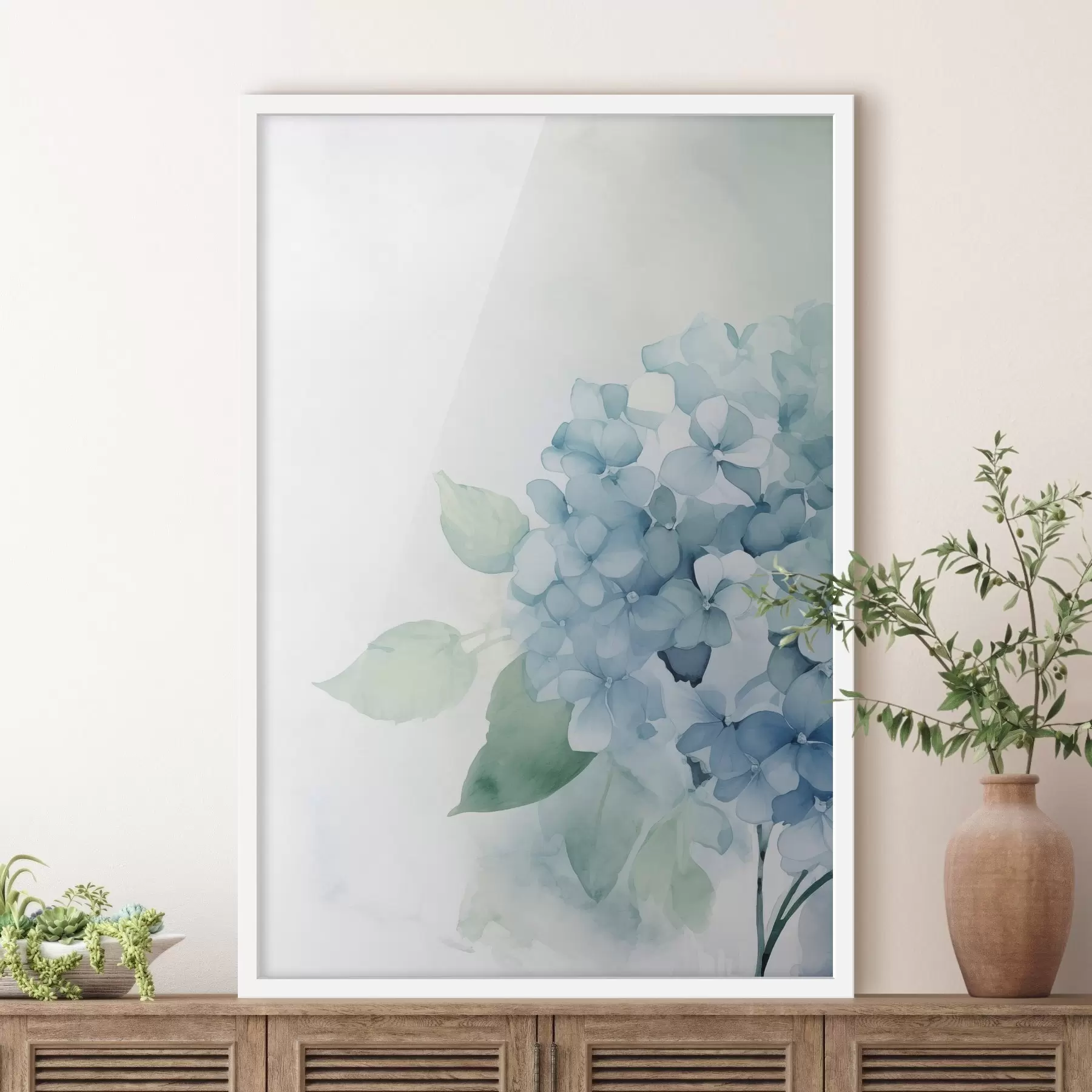 murales de pared Hortensias en tonos pastel f48636