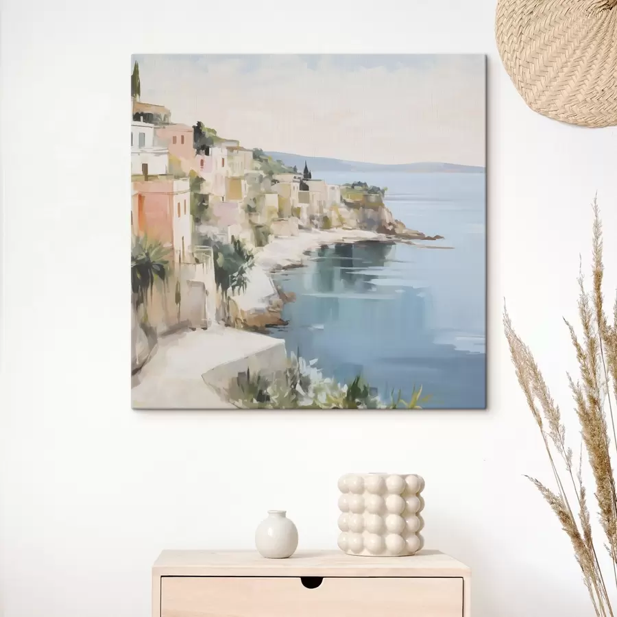 murales de pared Paisaje de una localidad costera, imitación de un cuadro s48675