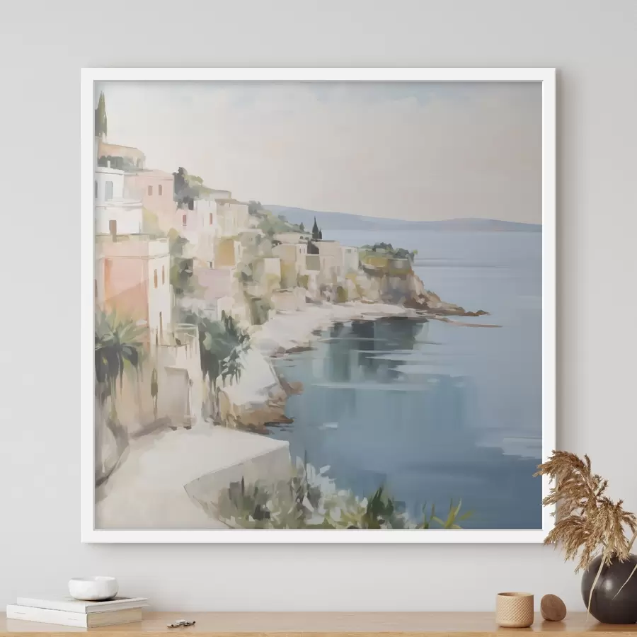 murales de pared Paisaje de una localidad costera, imitación de un cuadro f48675