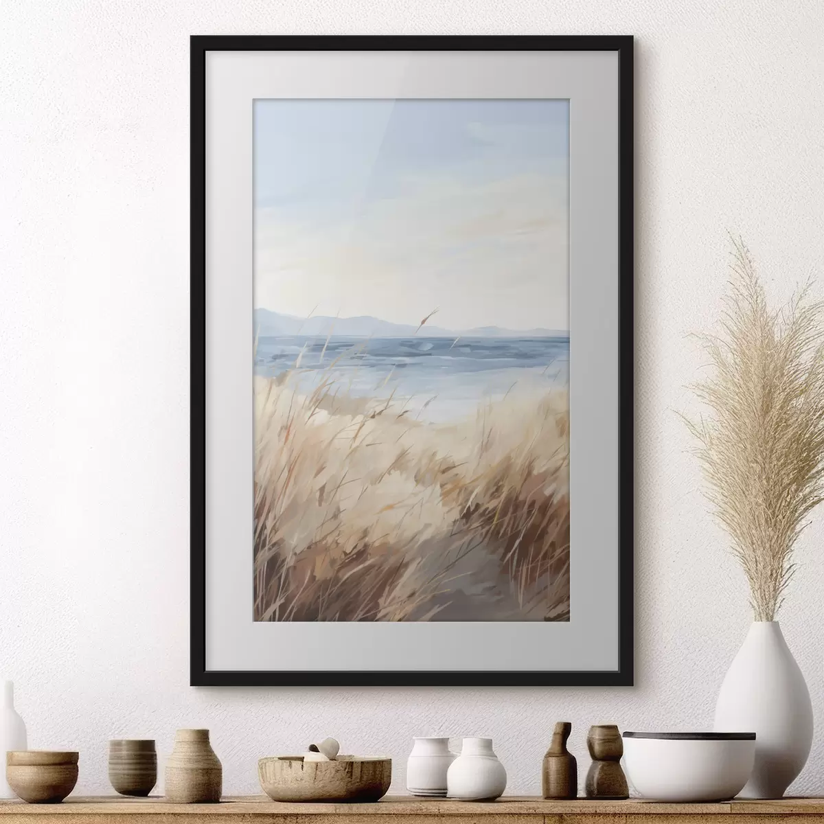 Poster Pintura que imita un paisaje costero f48678