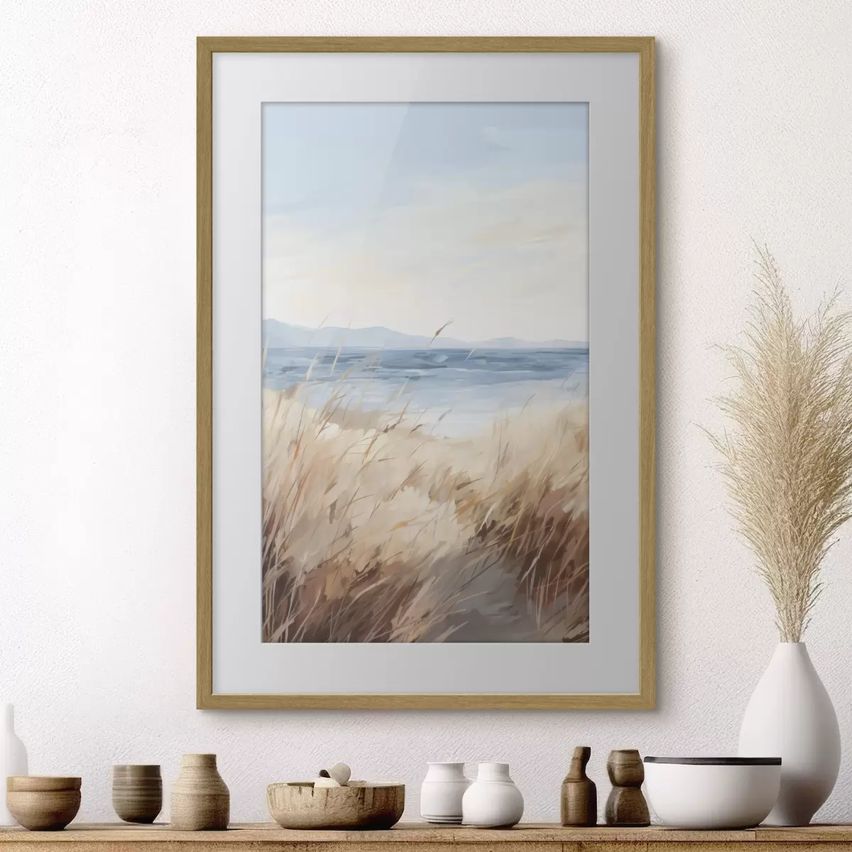 Poster Pintura que imita un paisaje costero f48678