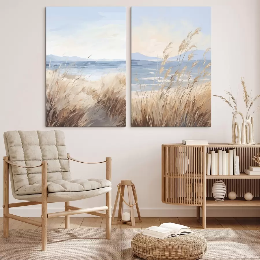 murales de pared Pintura que imita un paisaje costero m30297