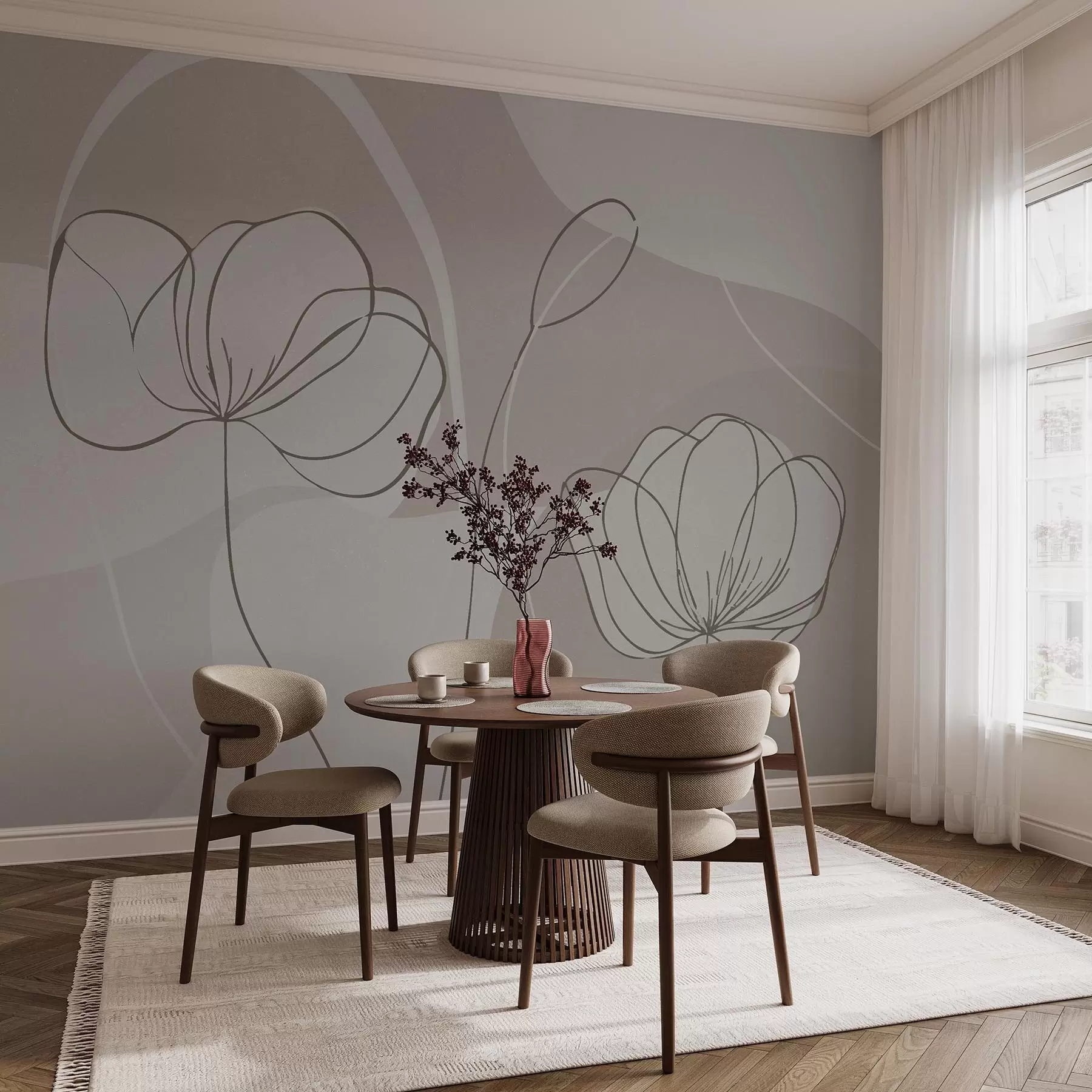 murales de pared Flores minimalistas w09779
