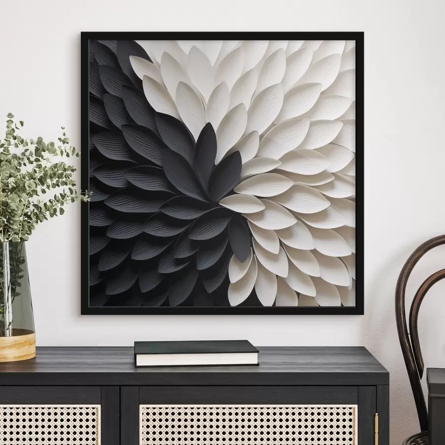 murales de pared Pétalos claros y oscuros que contrastan en forma de flor f48604