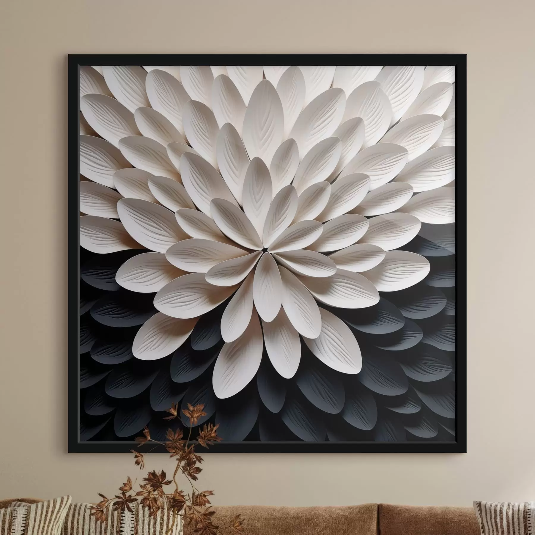 murales de pared Flor abstracta con numerosos pétalos superpuestos y ligeros f48605