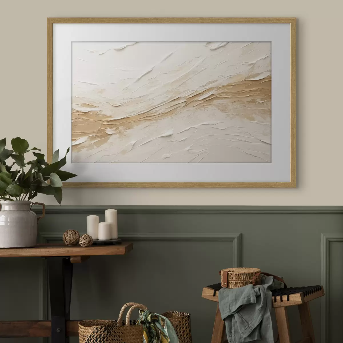 Poster Textura ligera con pinceladas y degradados en tonos beige f48616
