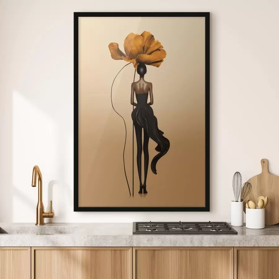 murales de pared Figura estilizada con una gran flor en lugar de cabeza f48618