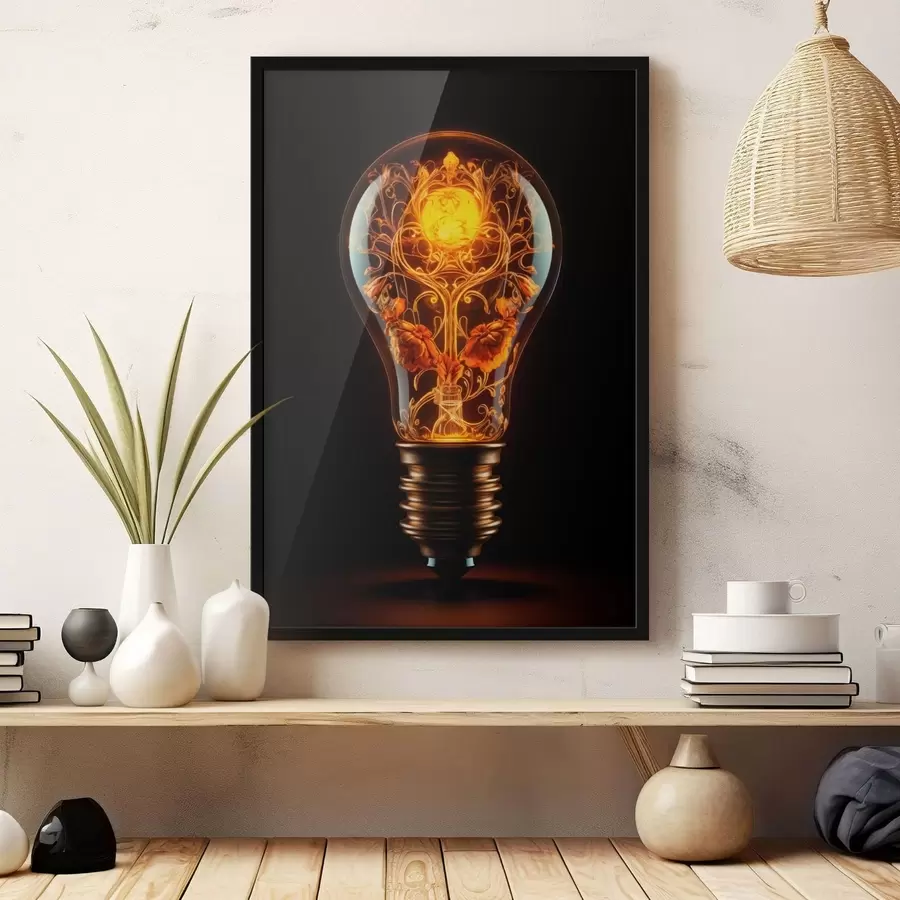 murales de pared Bombilla luminosa con motivos decorativos en su interior f48620