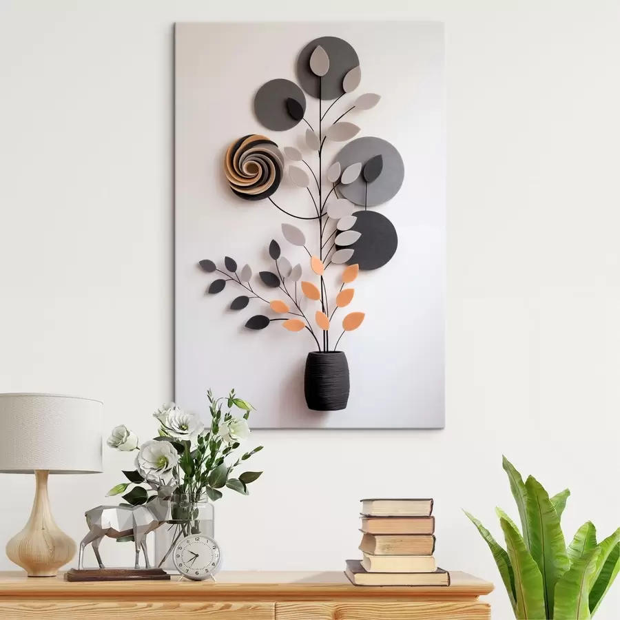 murales de pared Planta decorativa con formas circulares y espirales s48599