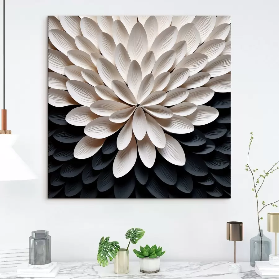 murales de pared Flor abstracta con numerosos pétalos superpuestos y ligeros s48605