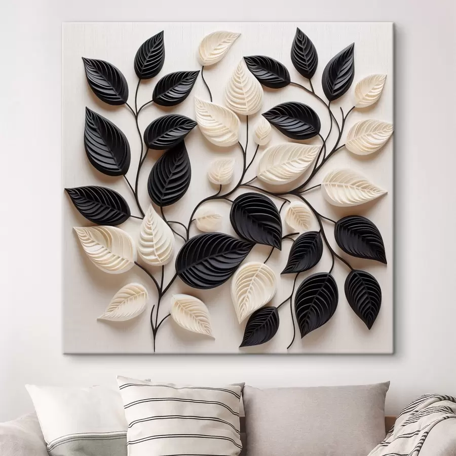 murales de pared Composición de hojas negras y claras en las ramas s48606