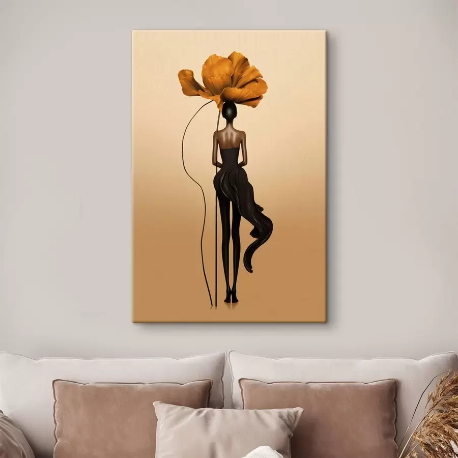 murales de pared Figura estilizada con una gran flor en lugar de cabeza s48618