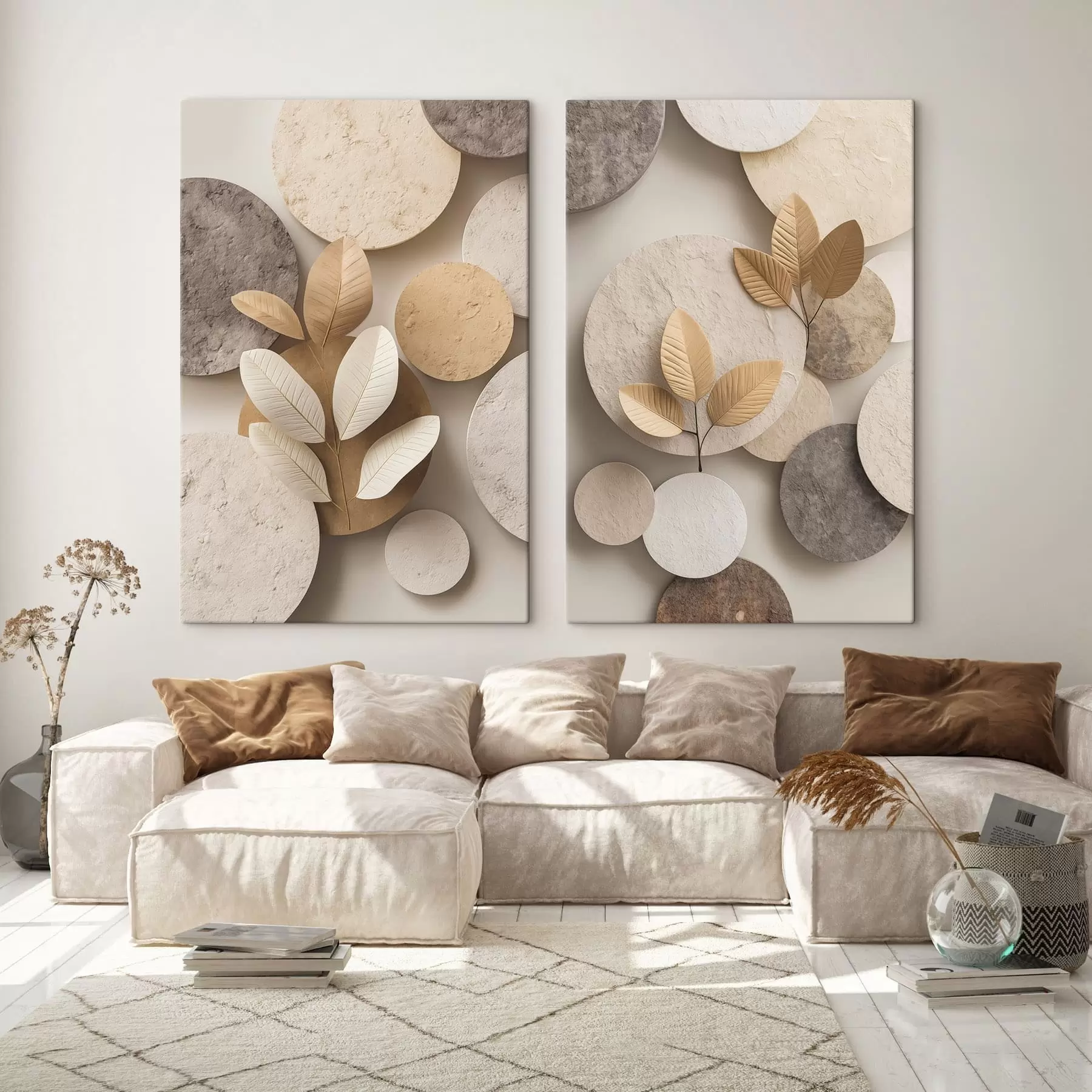 murales de pared Composiciones con hojas y círculos m30292