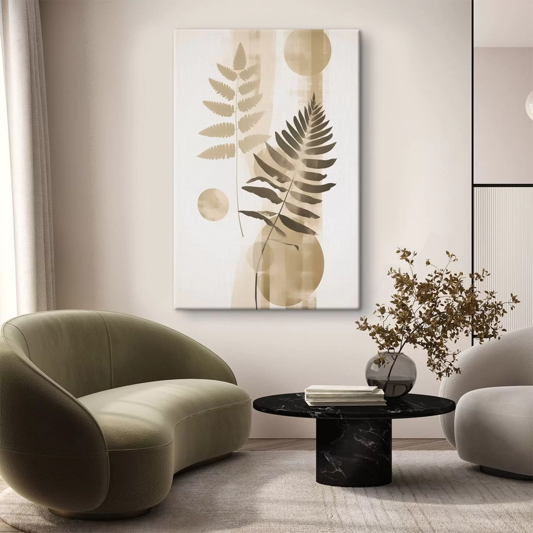 murales de pared Una abstracción con ramas y hojas s48663