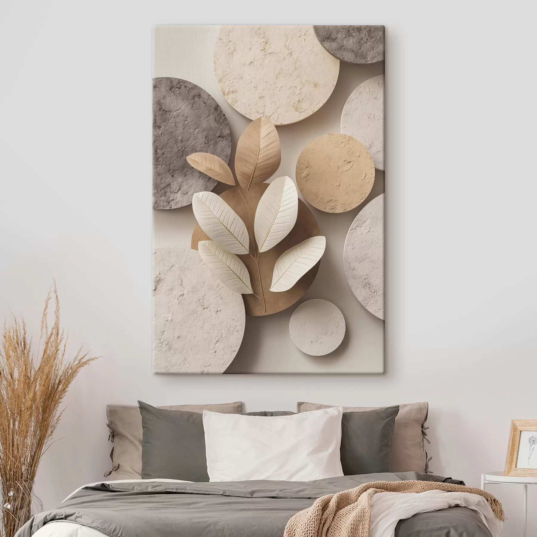 murales de pared Una composición con hojas y círculos s48691