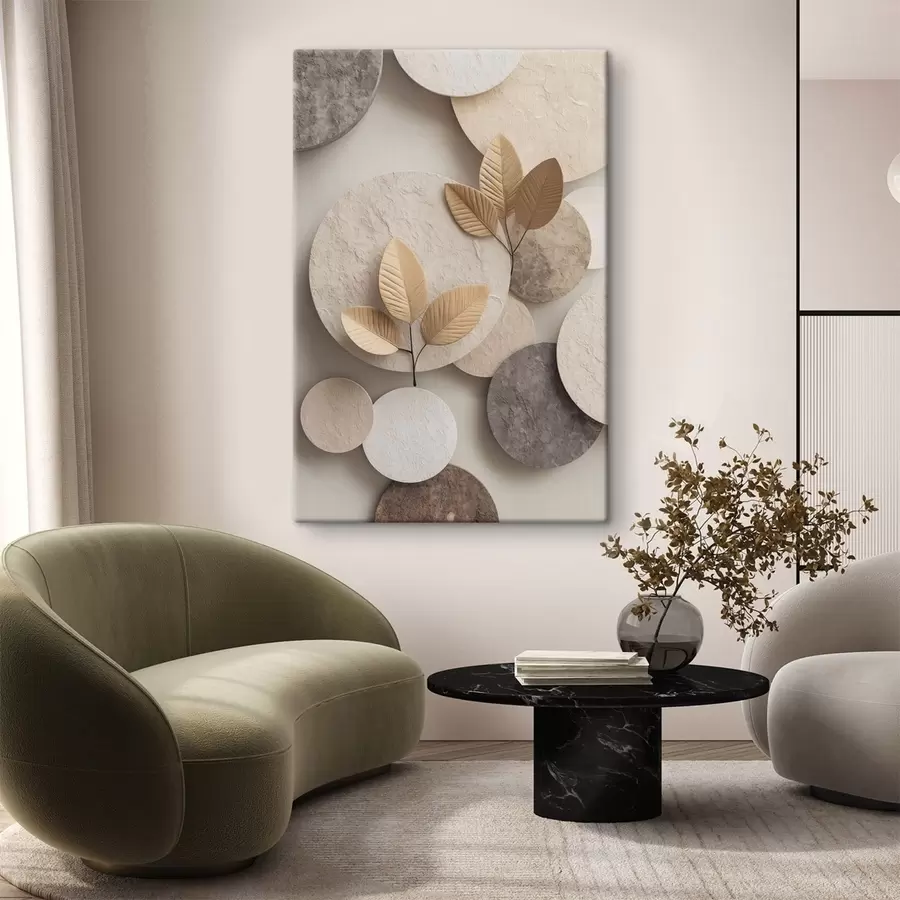murales de pared Una composición con hojas y círculos s48692