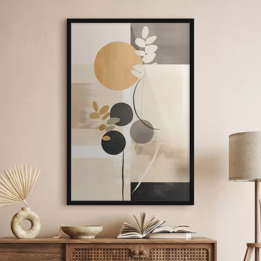 murales de pared Una composición abstracta con hojas y círculos f48612